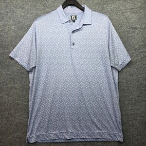 FootJoy Mens Athletic Fit‎ Tropical Flamingo Shark Golf Polo Shirt Purple Large